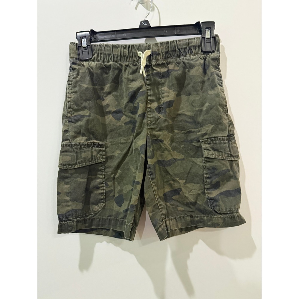 Old Navy Camo Cargo Shorts Kids Large 10-12 Green Excellent Drawstring Cotton